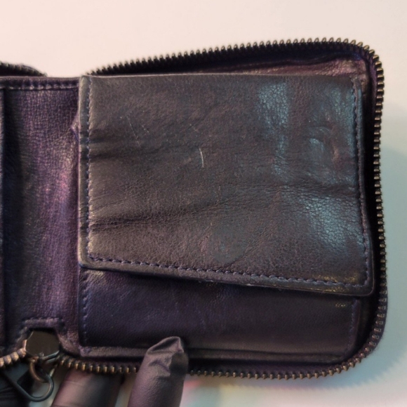 Jimmy Choo Navy Blue Silver Star Studded Martina Leather Zipper Bi-fold Wallet - Picture 6 of 14